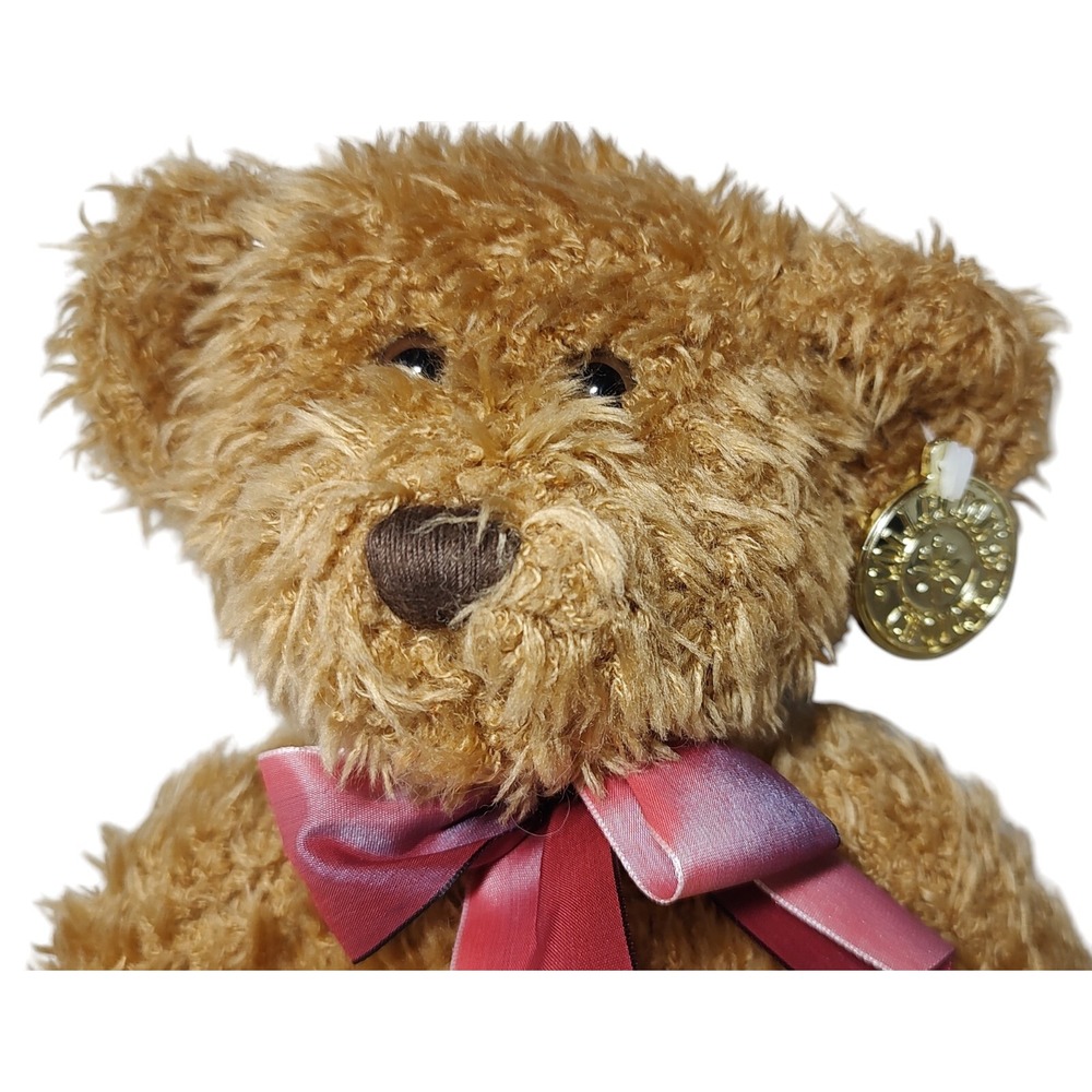 Dan Dee Collectors Choice Sitting Plush Stuffed Brown Bear With‎ Ombre Bow 14 in